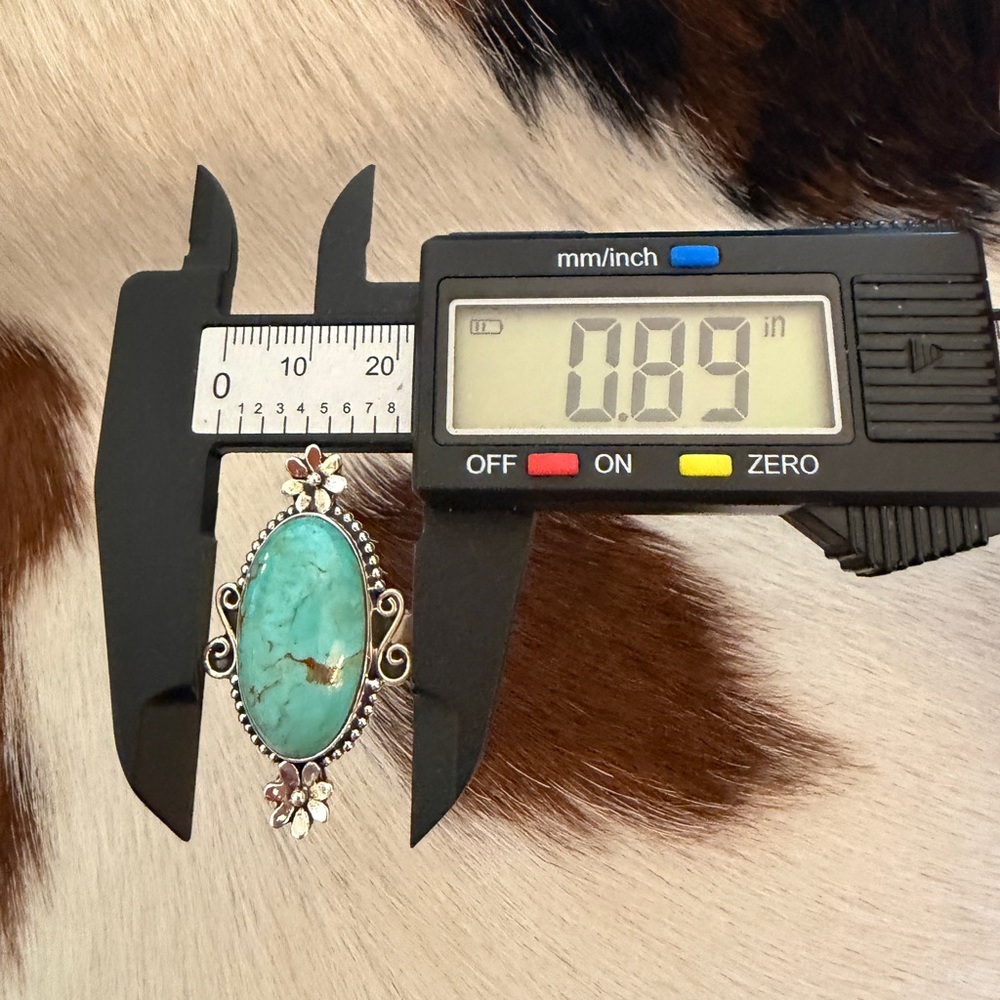❤️ Arizona Turquoise Navajo Style Statement Decorative Sterling Sz 7 Ring 8.1Gm - Picture 11 of 13